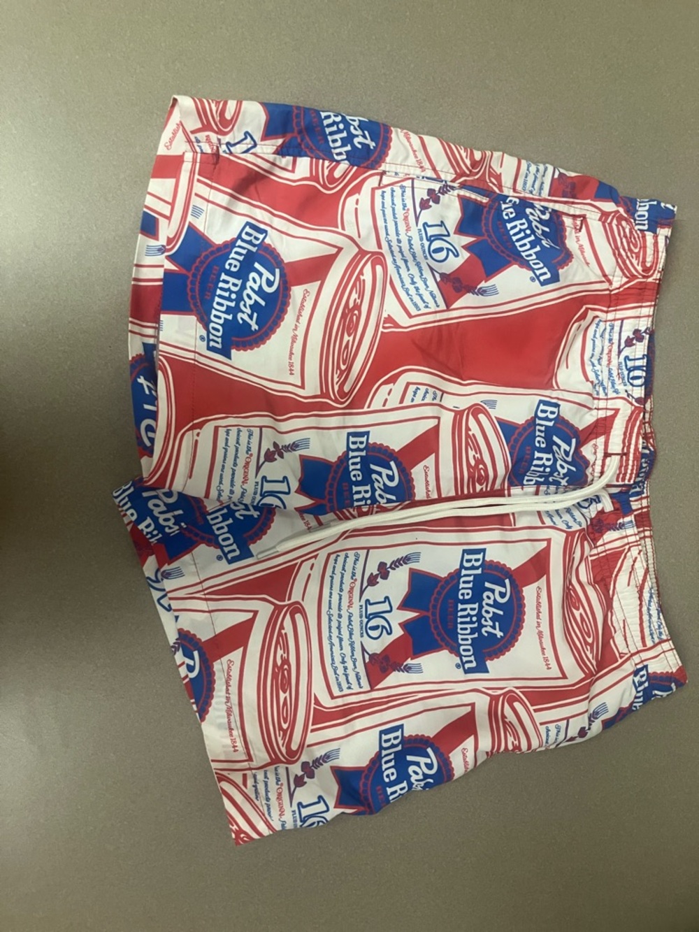Pabst Blue Ribbon Red & White Men’s Swim Trunks
